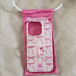 Loopy Pink Bow Pattern iPhone 14 pro Case